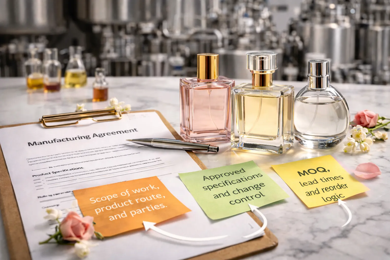 What should a private label manufacturing agreement define before production starts?