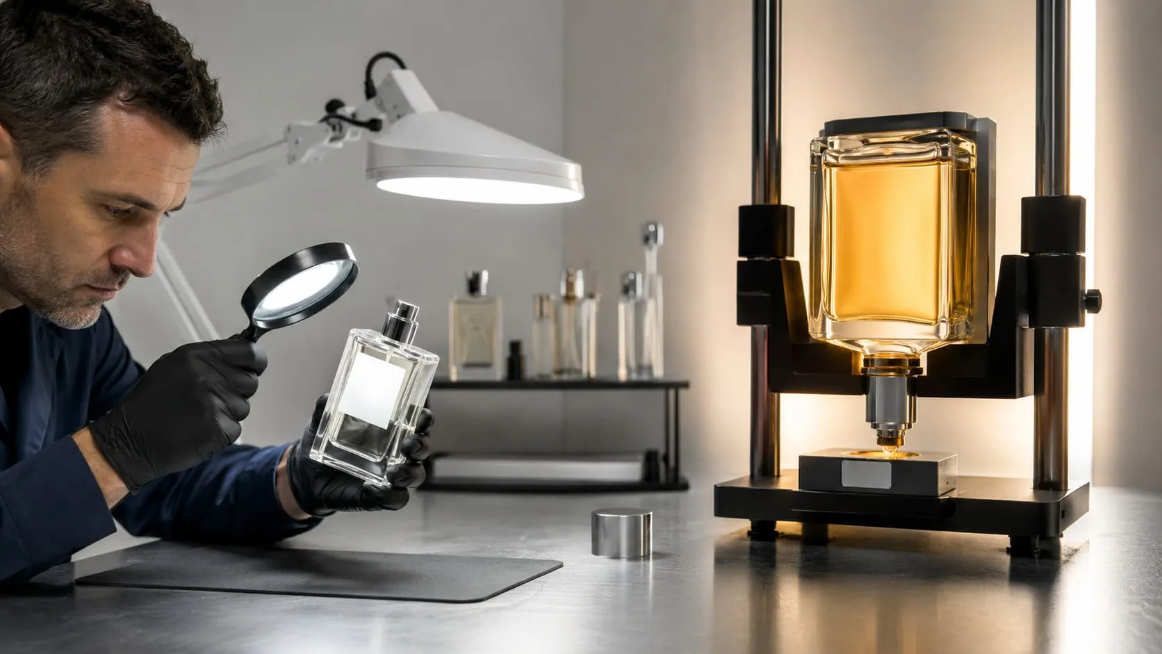 الفرق بين فحص العبوة الخارجي واختبار توافقها مع تركيبة العطر