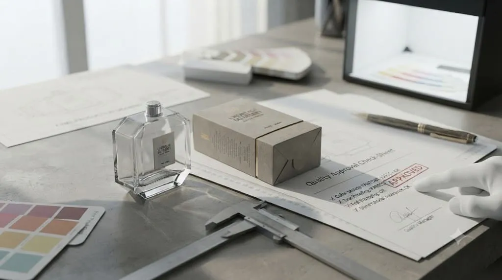 Steps for final perfume packaging approval before production and printing